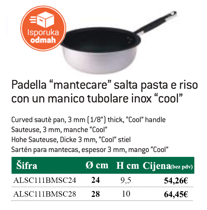 Pentole Agnelli ALMA111BM20 Alluminio Professionale 3 mm, Padella a  Mantecare Salta Pasta e Riso con Manico Tubolare, 20 cm